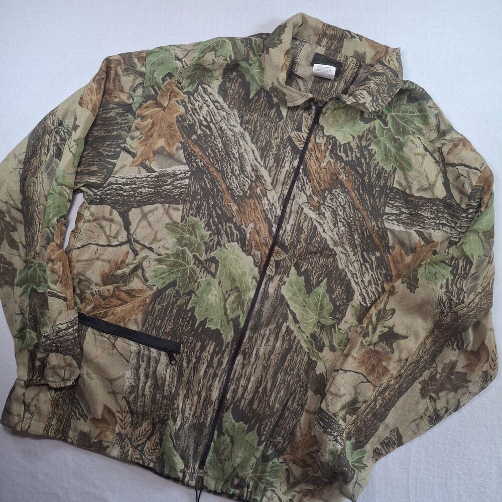Vtg 90s Liberty Realtree Camo Jacket L Gorpcore Hunting Full Zip Semi-Sheer